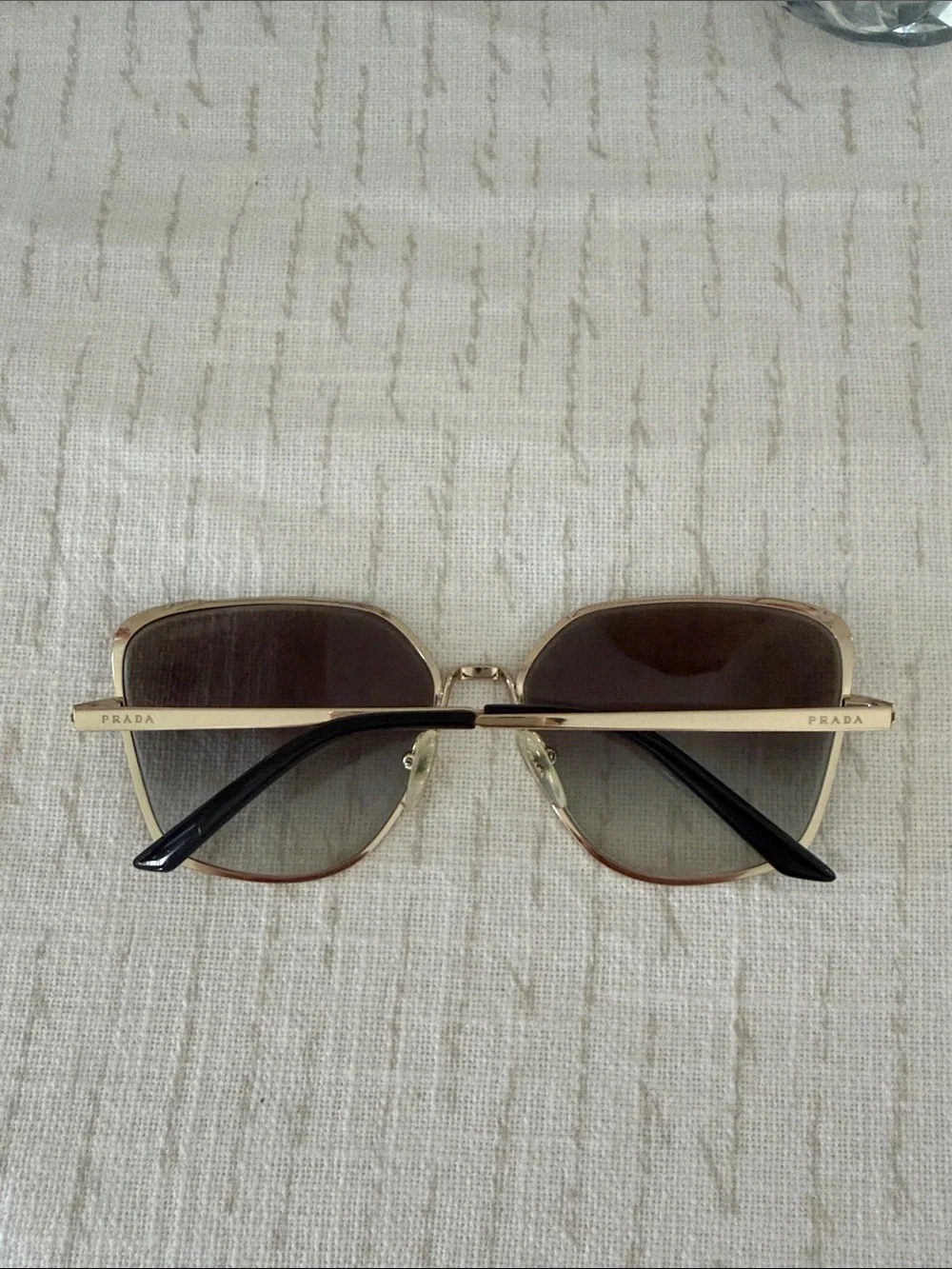Prada Gold Frame Black Gradient Oversized Women's Sunglasses